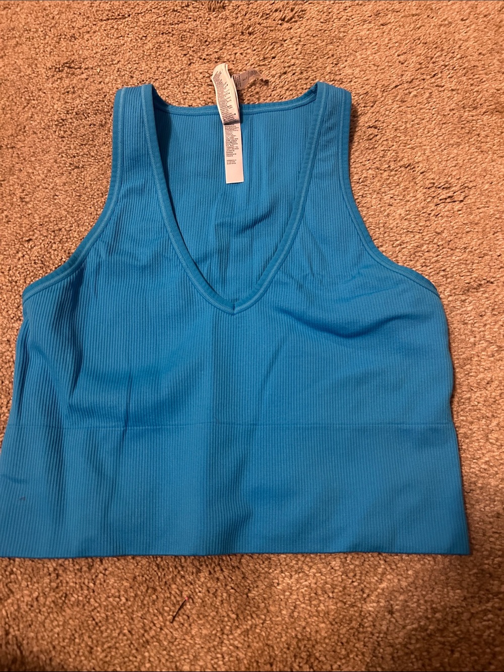 Athleta Blue Ribbed V-Neck Women's Tank Top